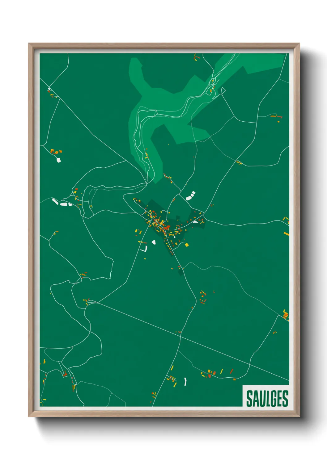 Une affiche de carte sur Saulges