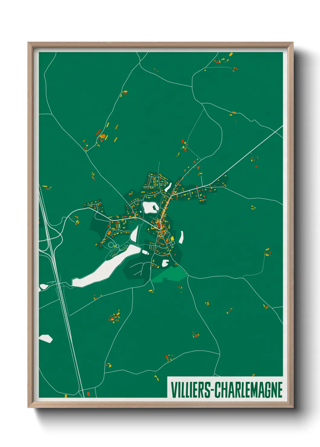 Une affiche de carte sur Villiers-Charlemagne