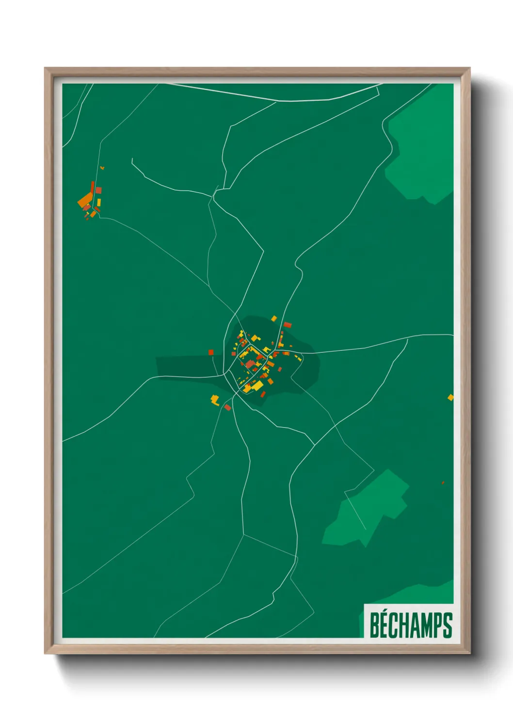 Une affiche de carte sur Béchamps