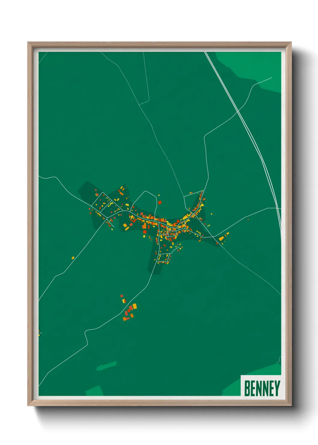 Une affiche de carte sur Benney