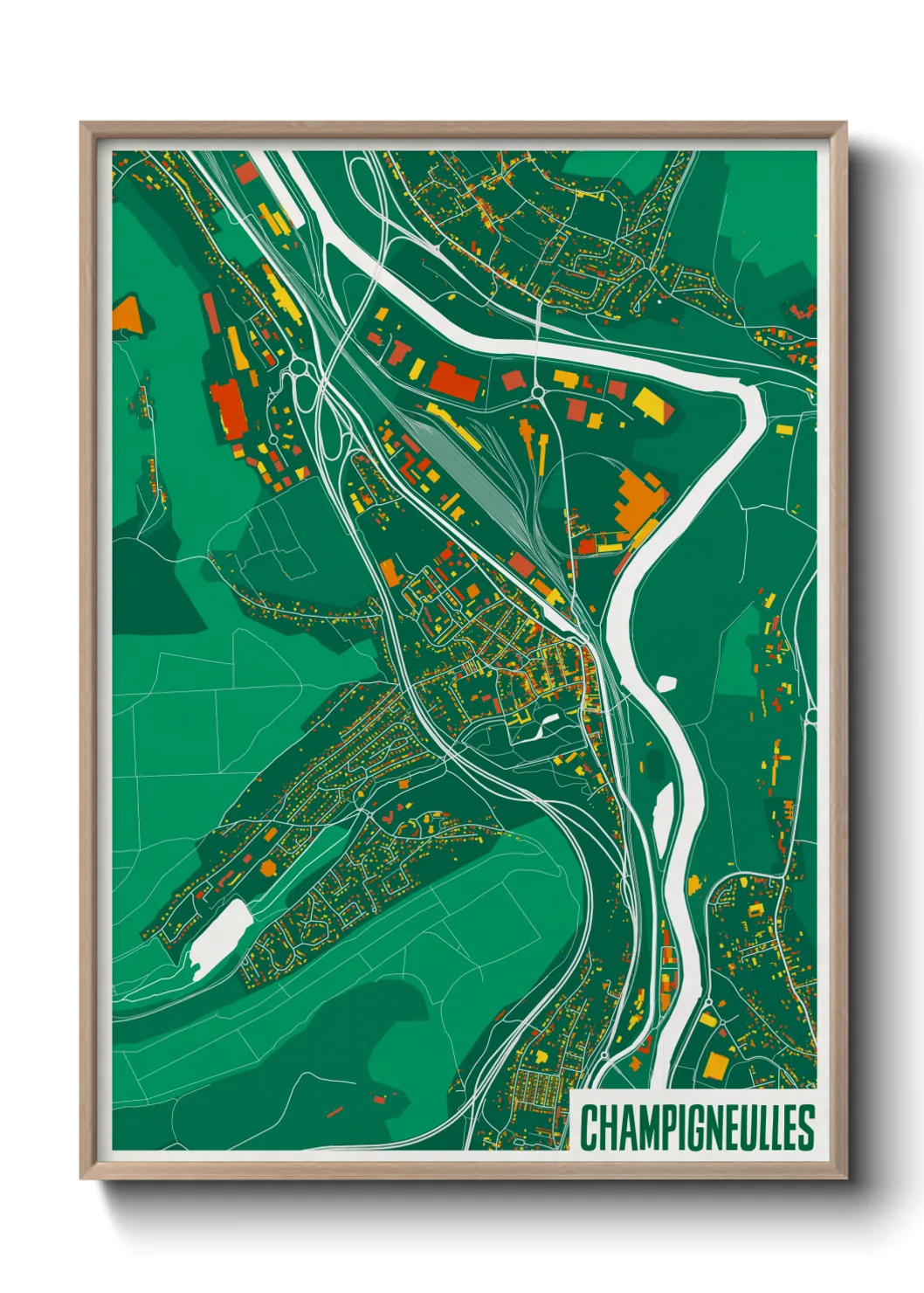 Une affiche de carte sur Champigneulles
