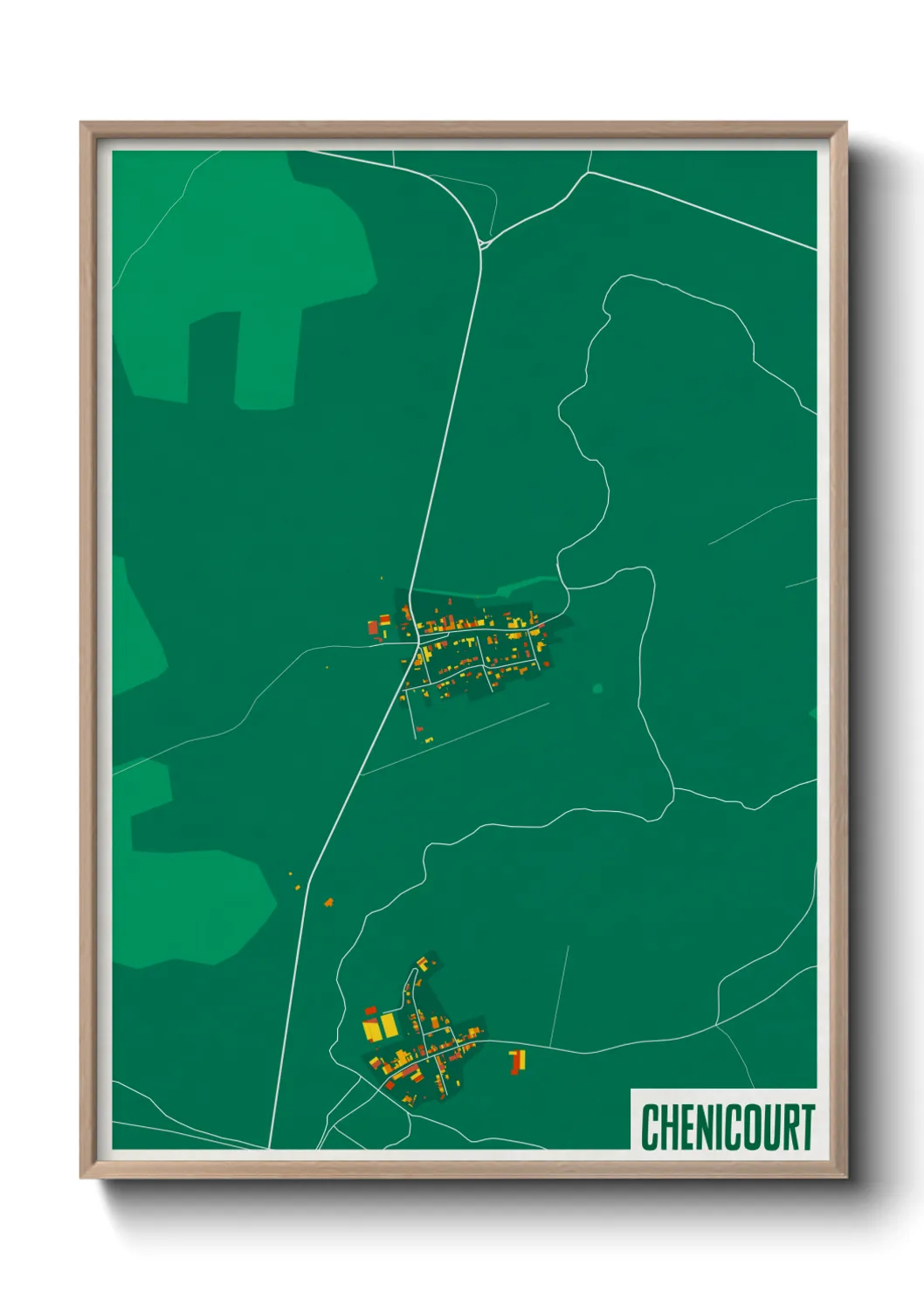 Une affiche de carte sur Chenicourt