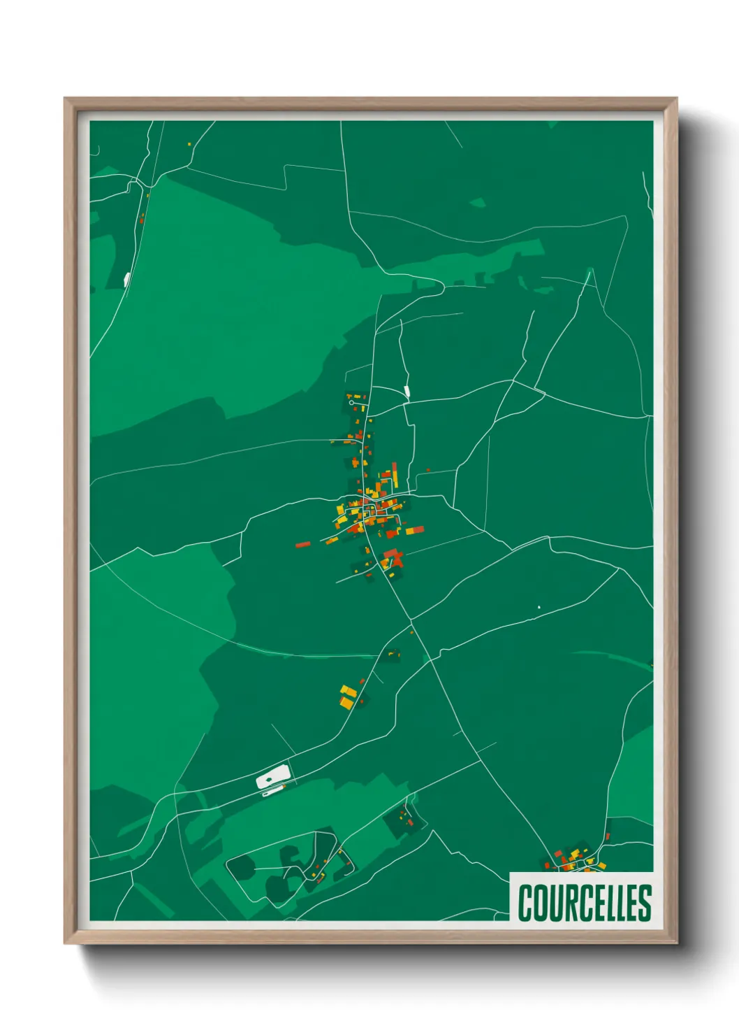 Une affiche de carte sur Courcelles