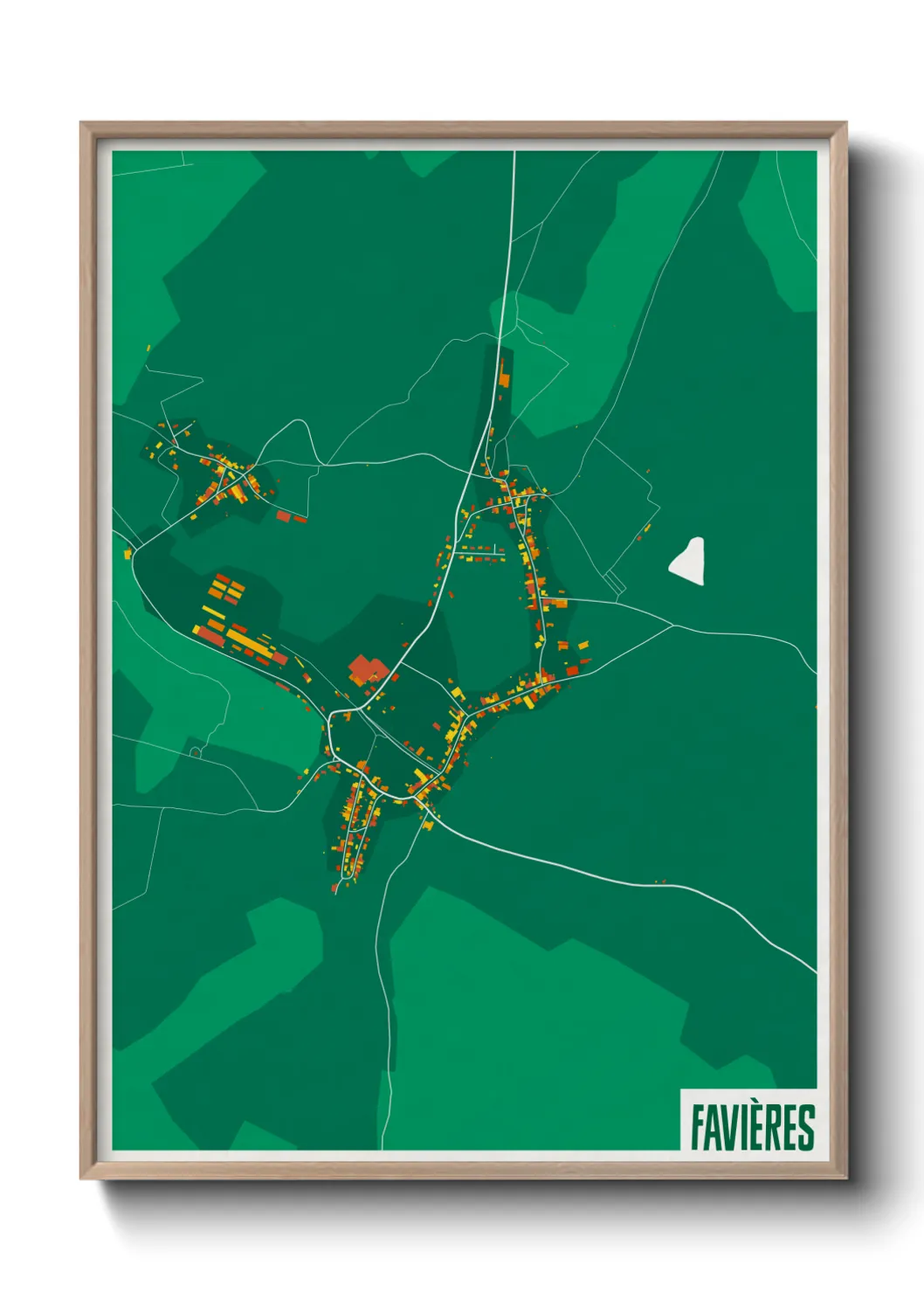Une affiche de carte sur Favières
