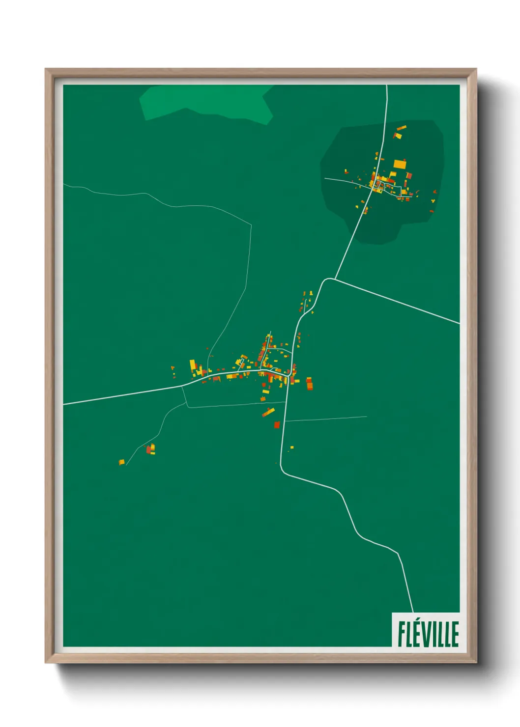 Une affiche de carte sur Fléville