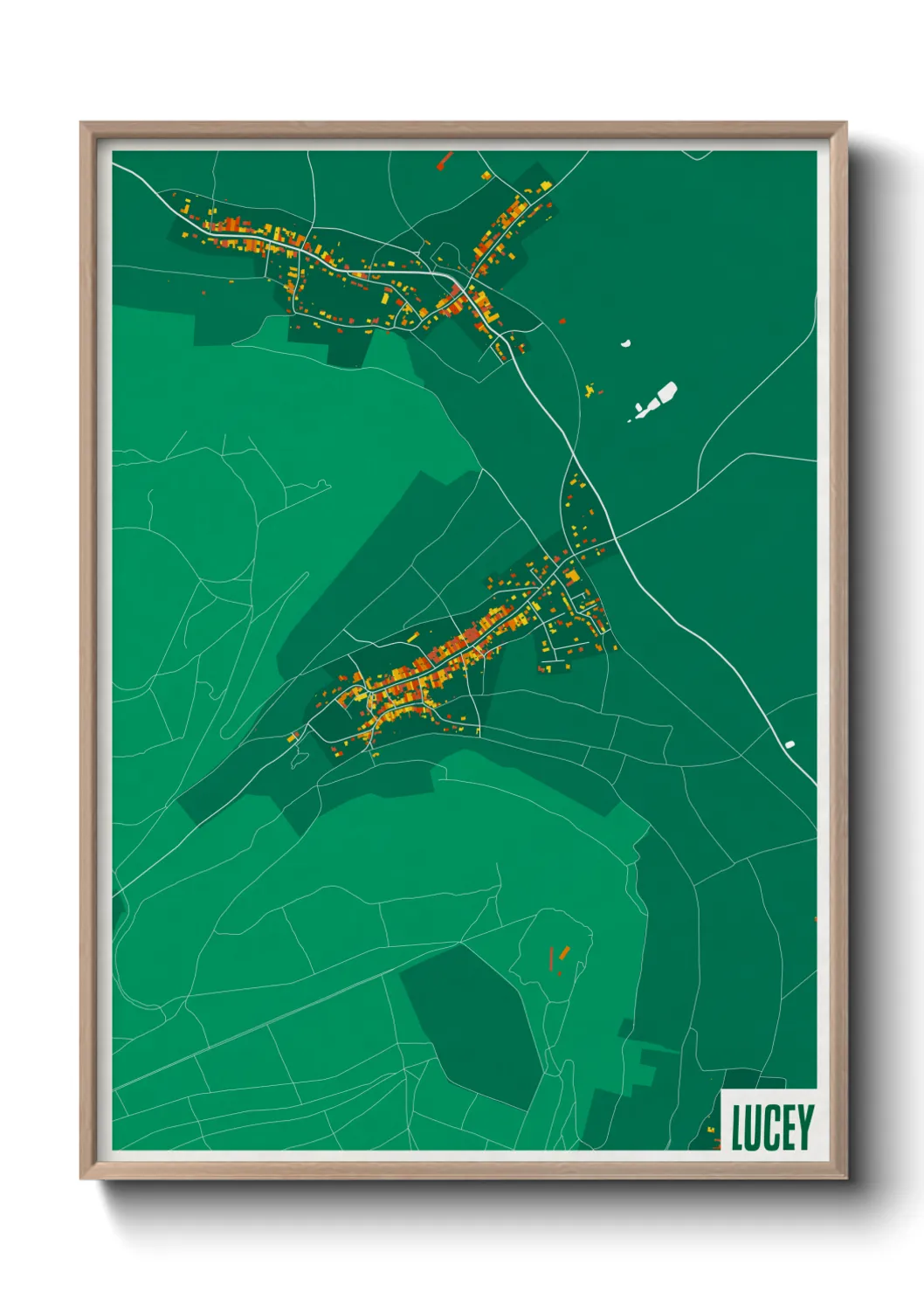 Une affiche de carte sur Lucey