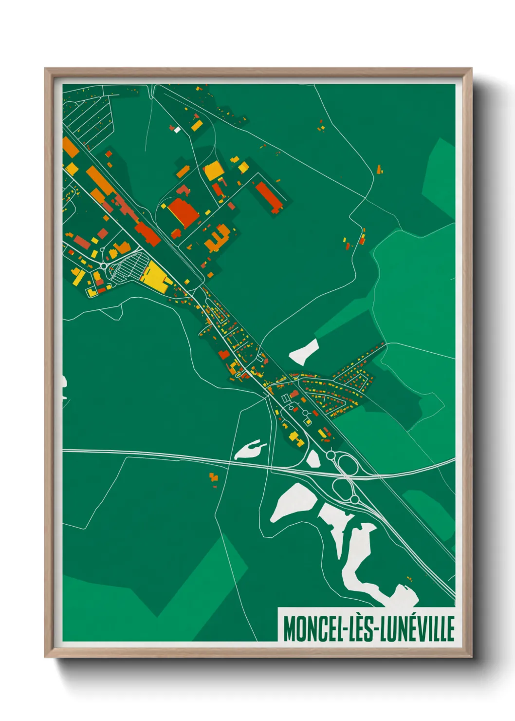 Une affiche de carte sur Moncel-lès-Lunéville