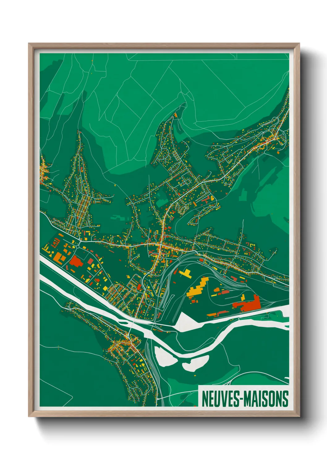 Une affiche de carte sur Neuves-Maisons