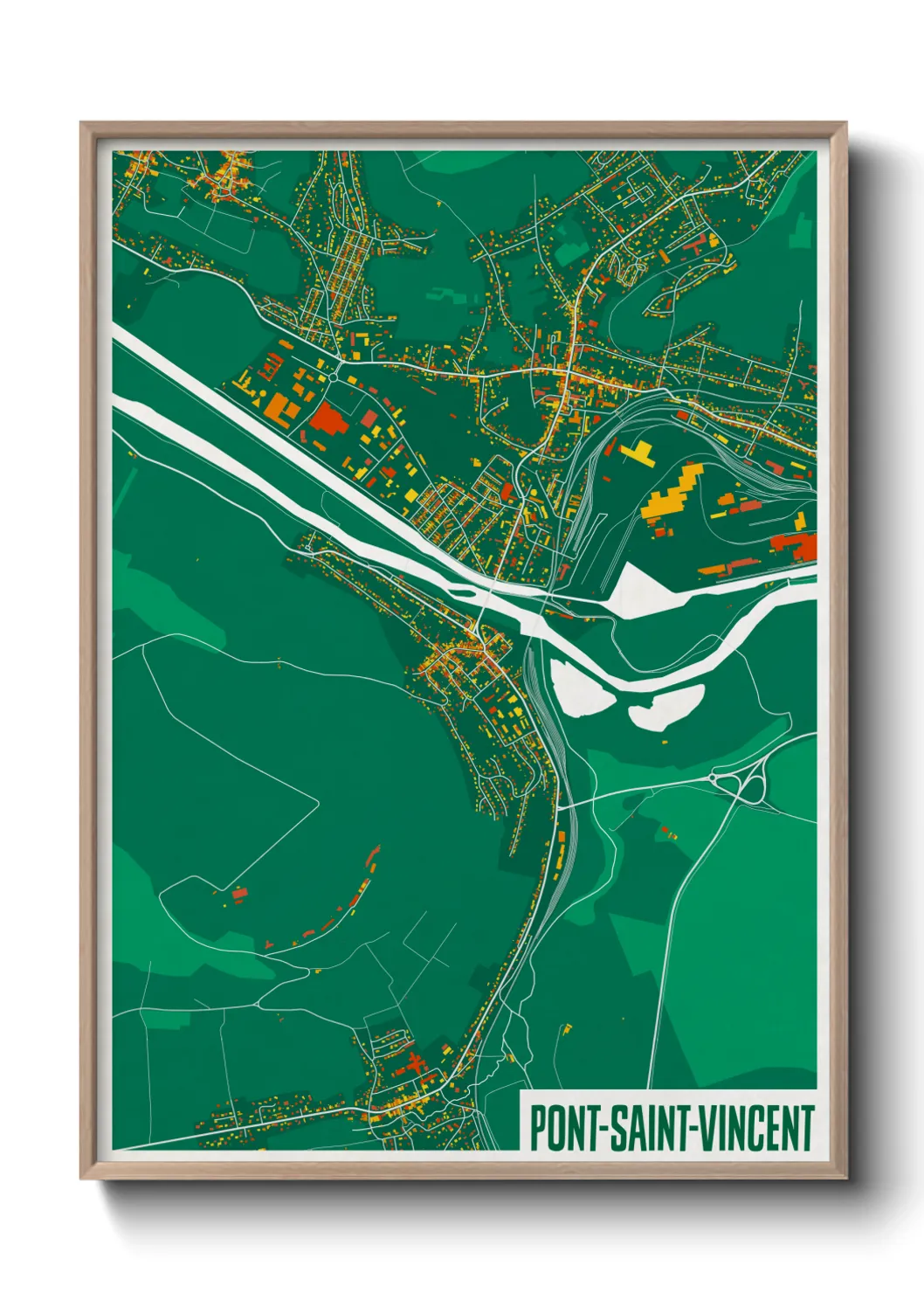 Une affiche de carte sur Pont-Saint-Vincent