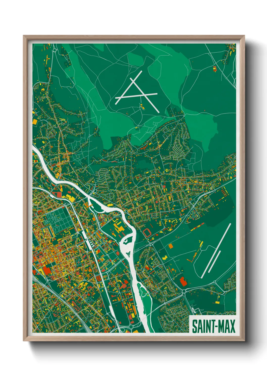 Une affiche de carte sur Saint-Max