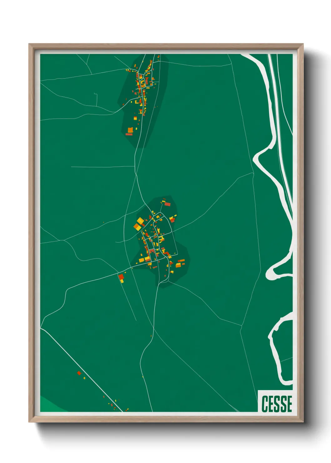 Une affiche de carte sur Cesse