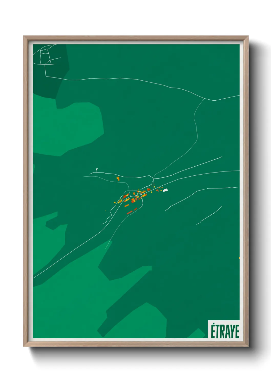 Une affiche de carte sur Étraye