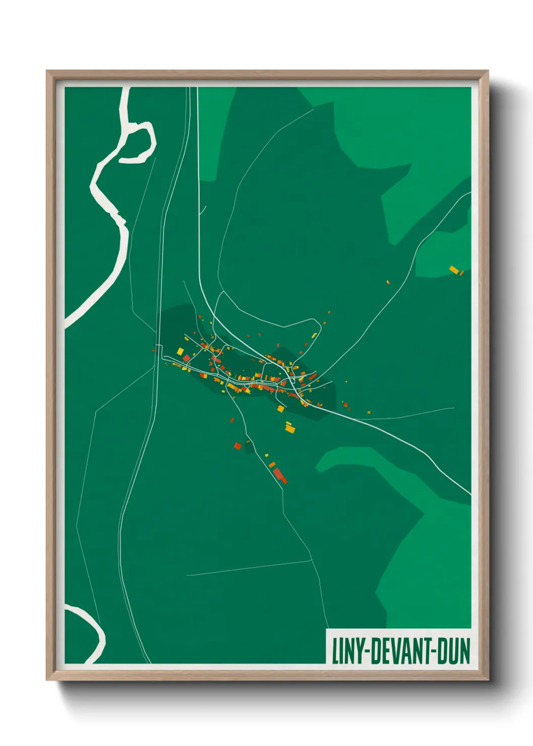 Une affiche de carte sur Liny-devant-Dun