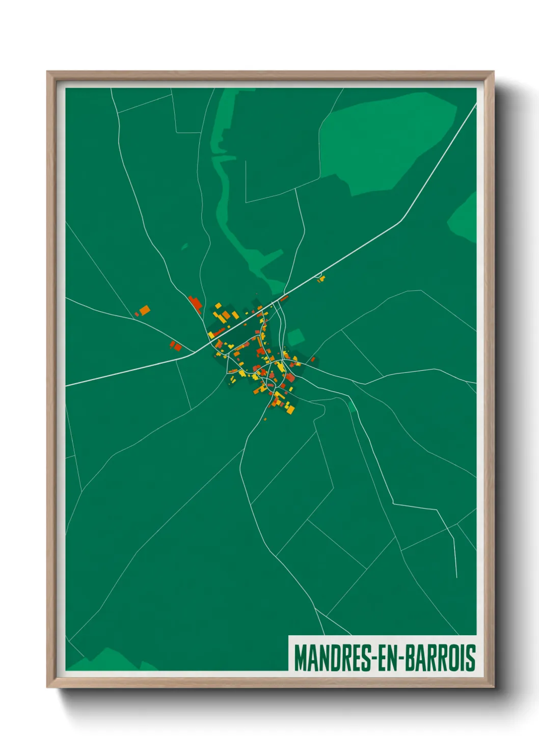 Une affiche de carte sur Mandres-en-Barrois