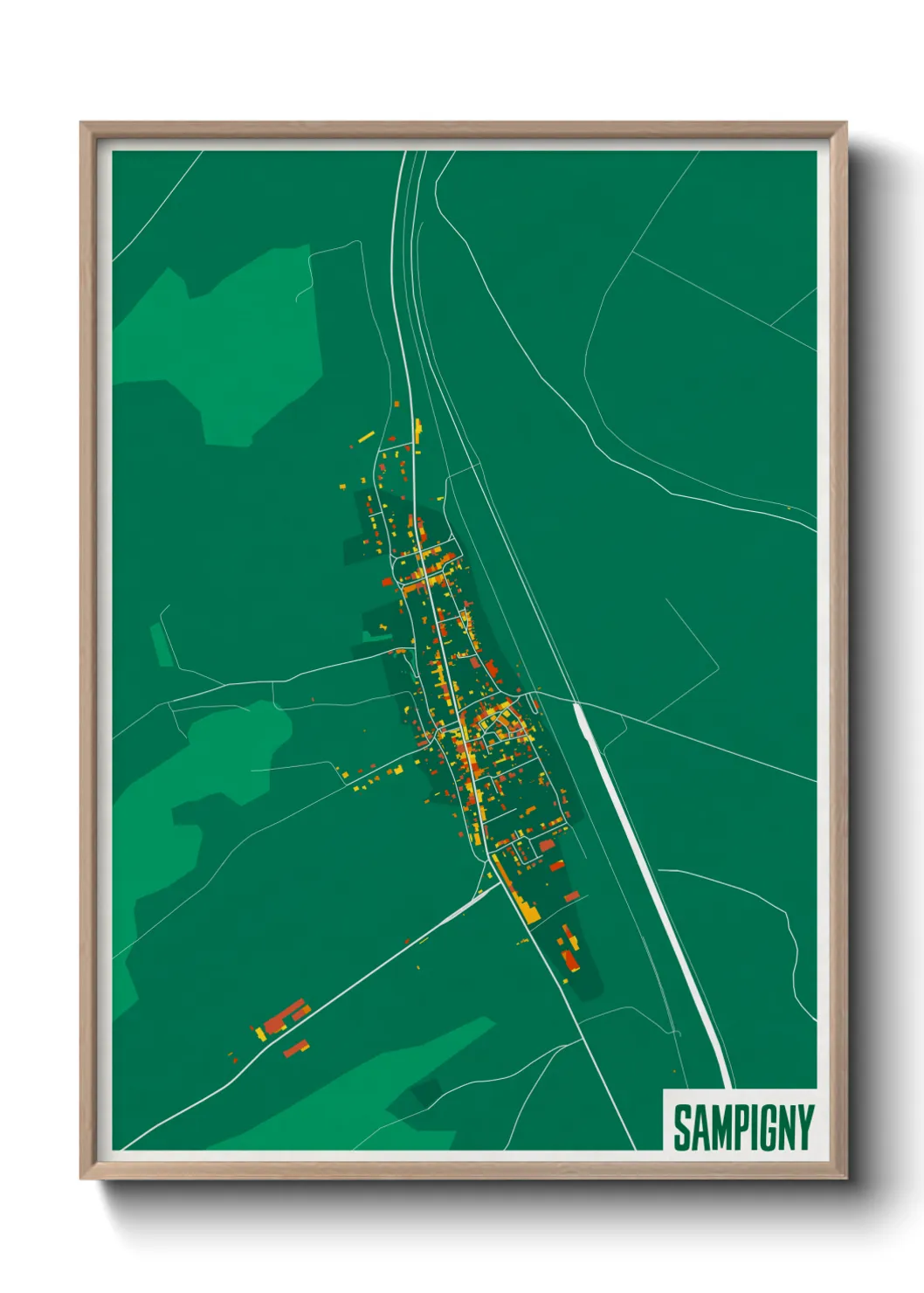 Une affiche de carte sur Sampigny