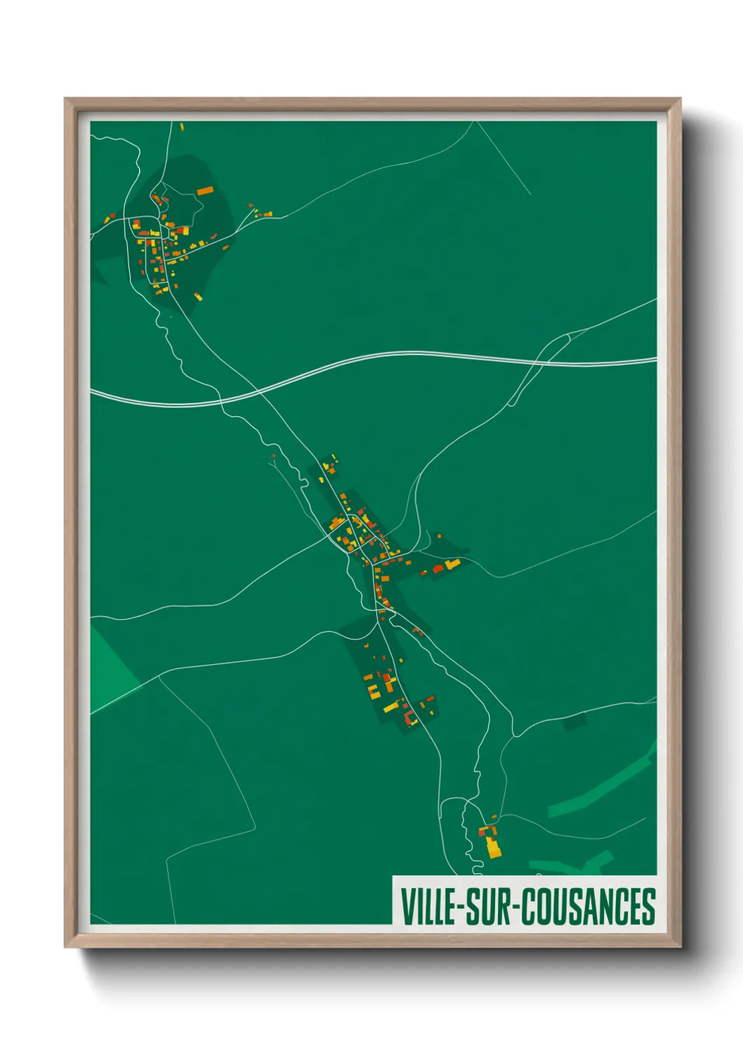Une affiche de carte sur Ville-sur-Cousances