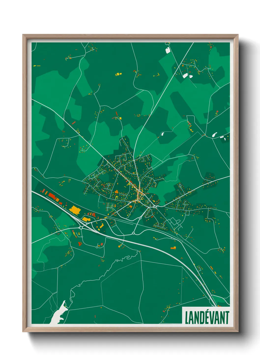 Une affiche de carte sur Landévant