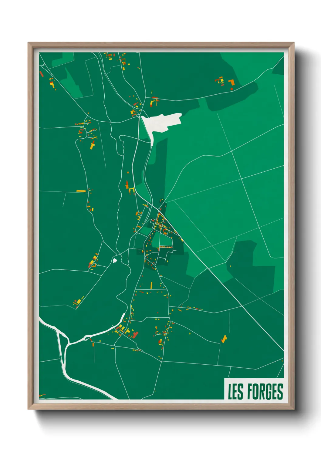 Une affiche de carte sur Les Forges