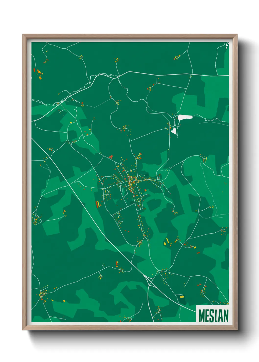 Une affiche de carte sur Meslan