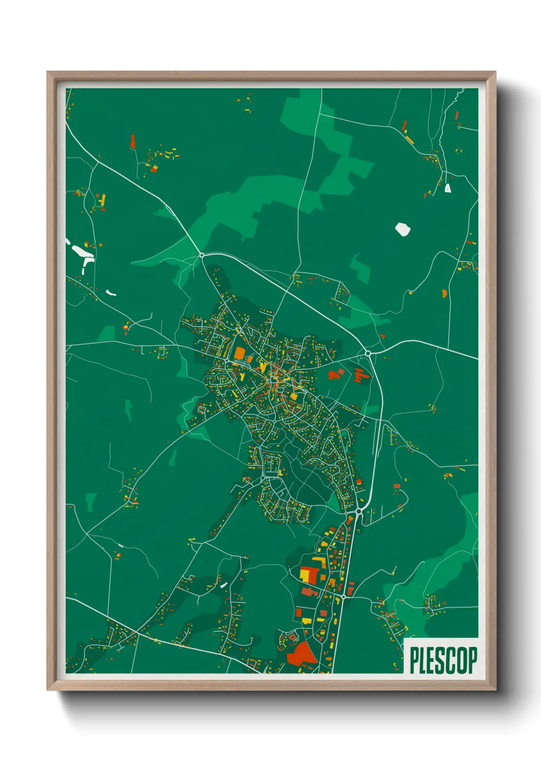 Une affiche de carte sur Plescop