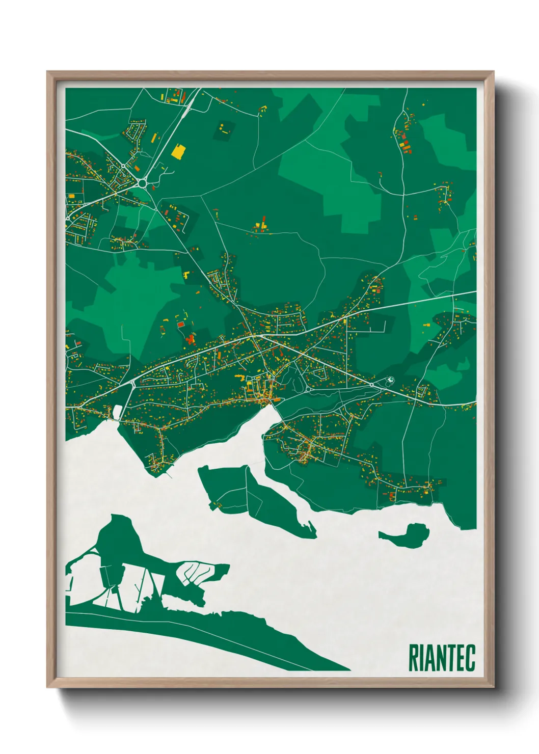 Une affiche de carte sur Riantec