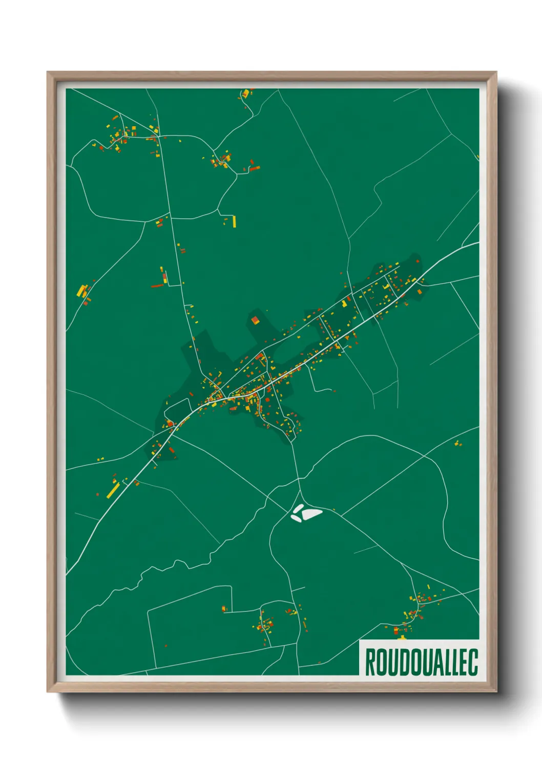 Une affiche de carte sur Roudouallec