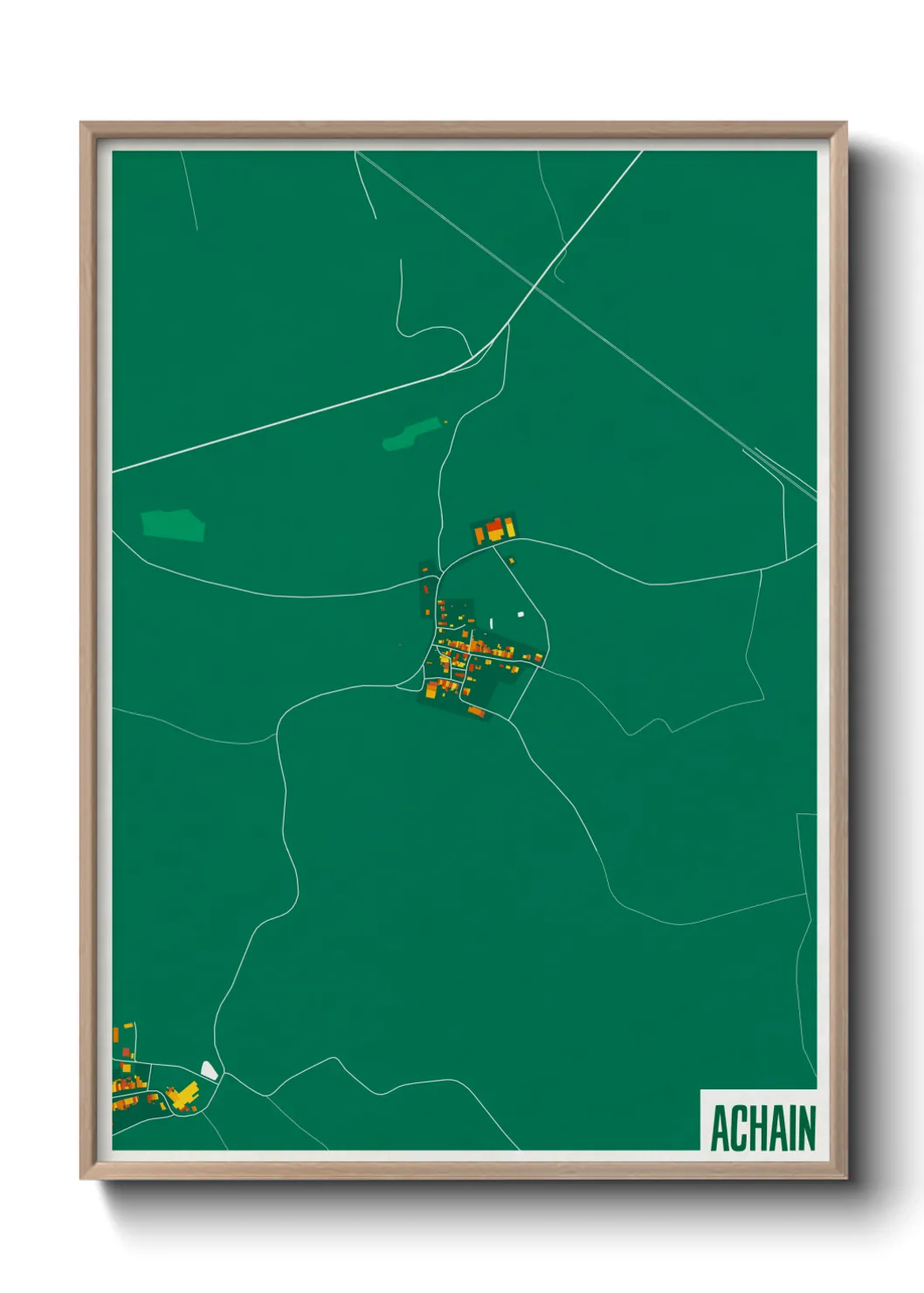 Une affiche de carte sur Achain