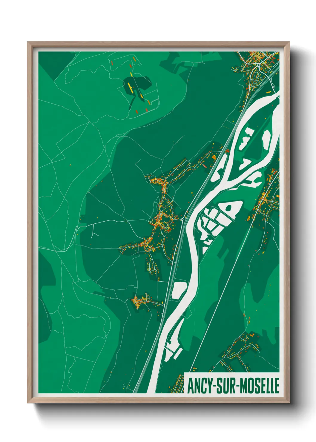 Une affiche de carte sur Ancy-sur-Moselle