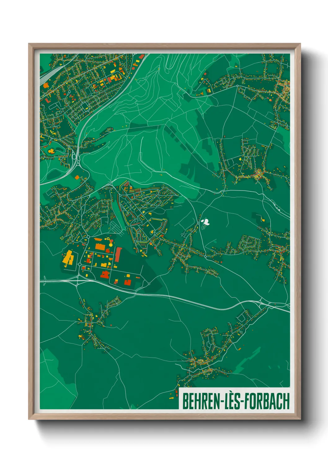 Une affiche de carte sur Behren-lès-Forbach