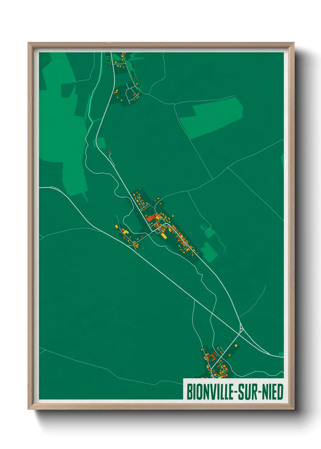 Une affiche de carte sur Bionville-sur-Nied