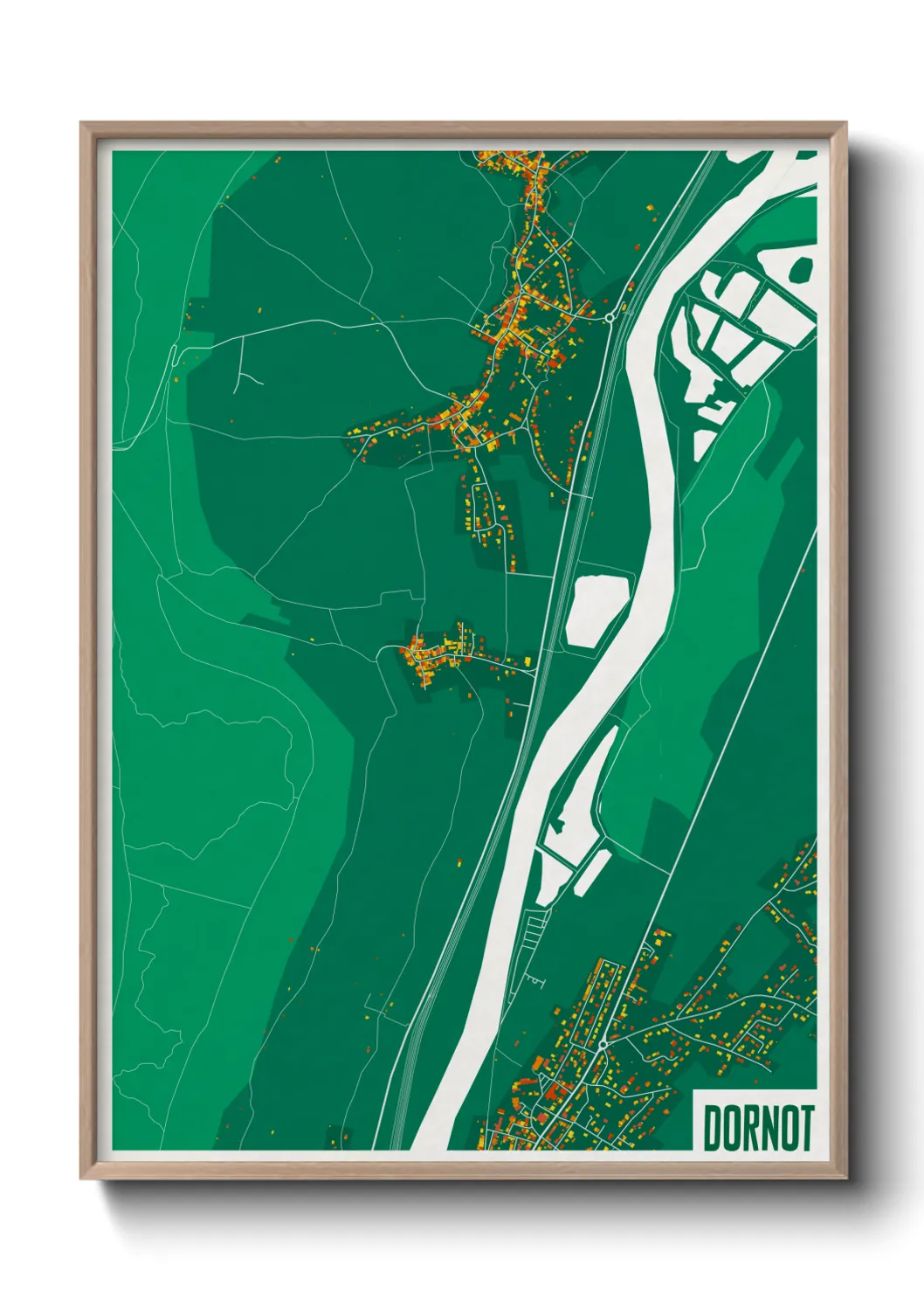 Une affiche de carte sur Dornot