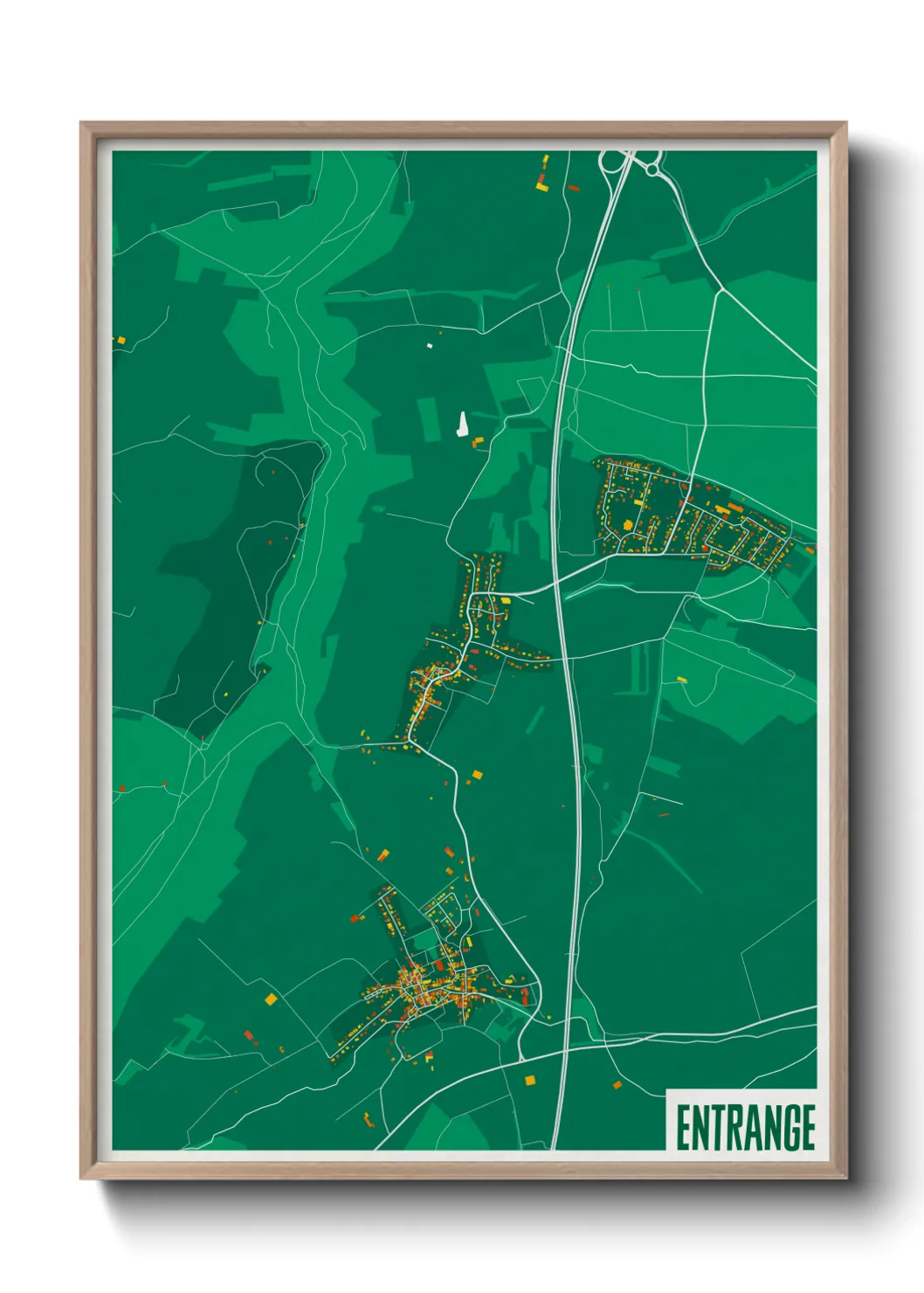 Une affiche de carte sur Entrange