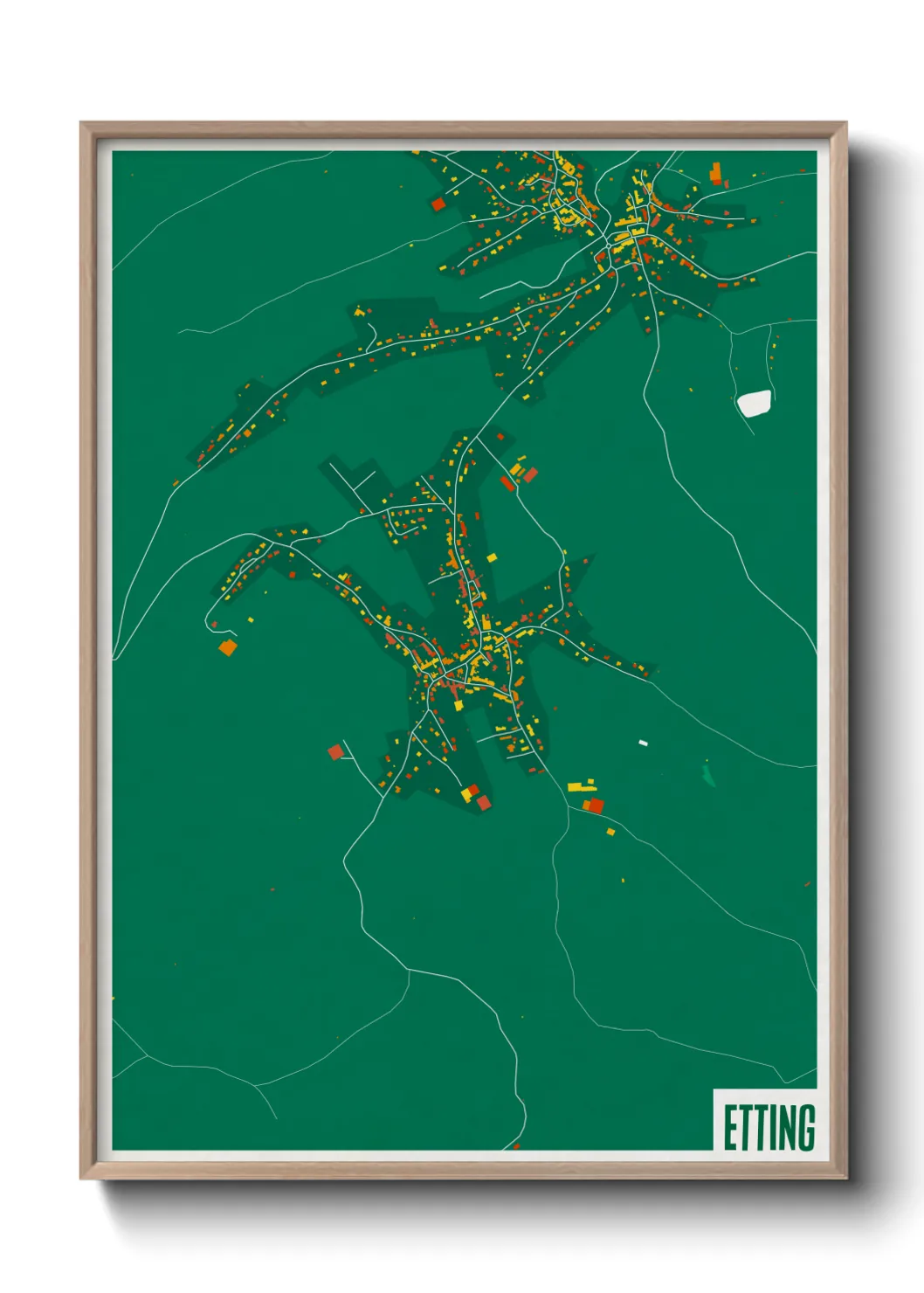 Une affiche de carte sur Etting