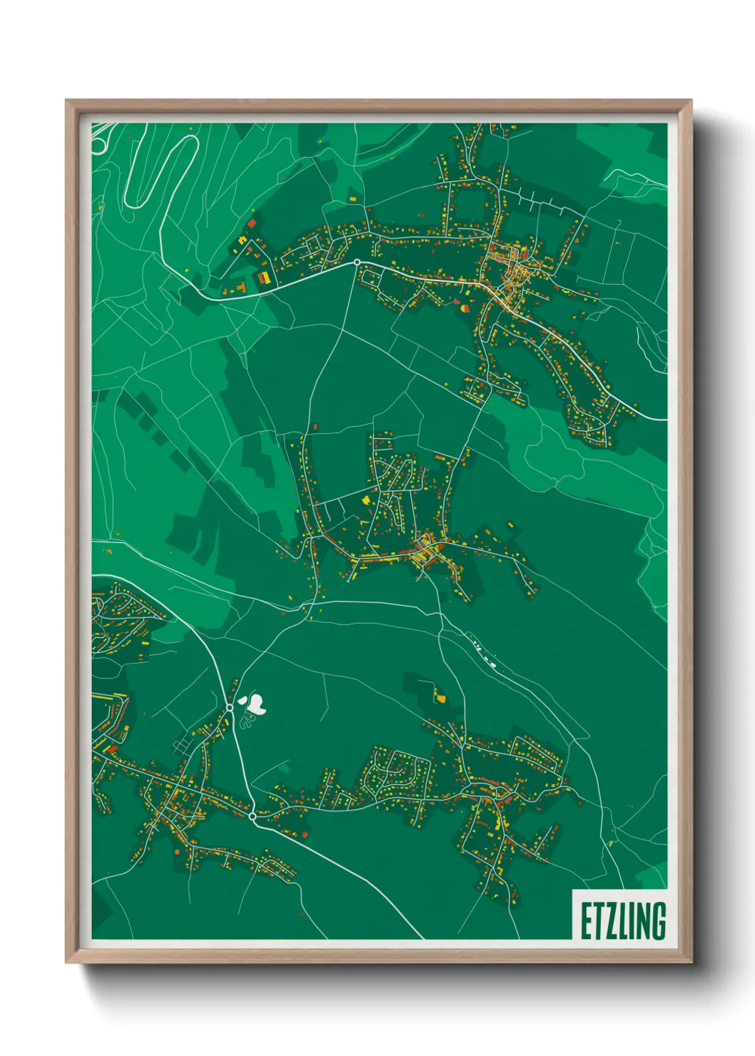 Une affiche de carte sur Etzling