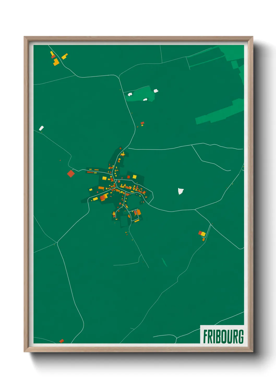 Une affiche de carte sur Fribourg
