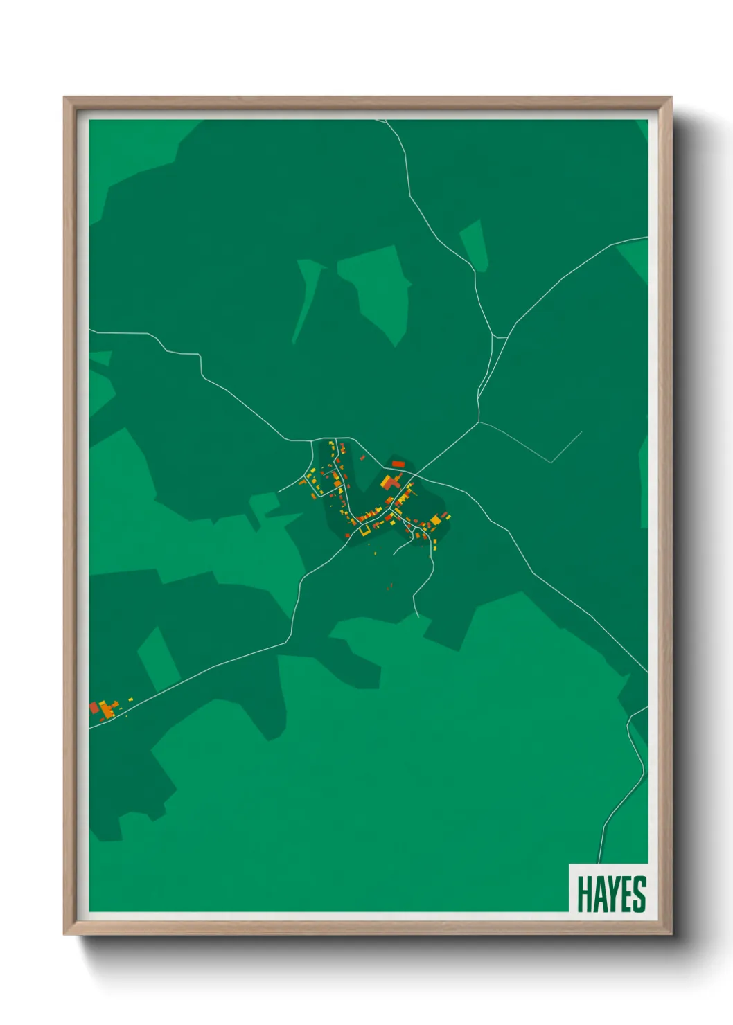 Une affiche de carte sur Hayes