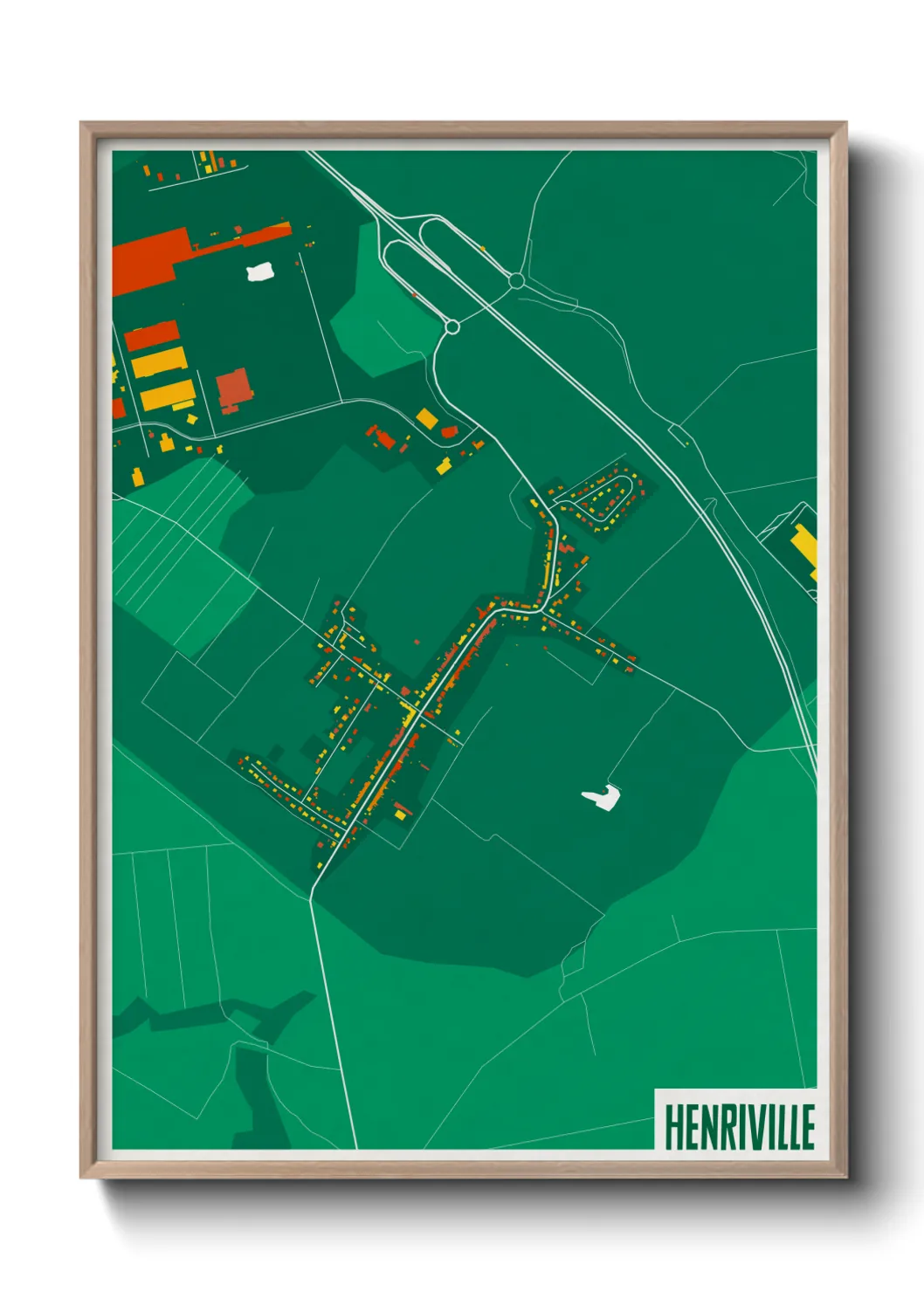 Une affiche de carte sur Henriville