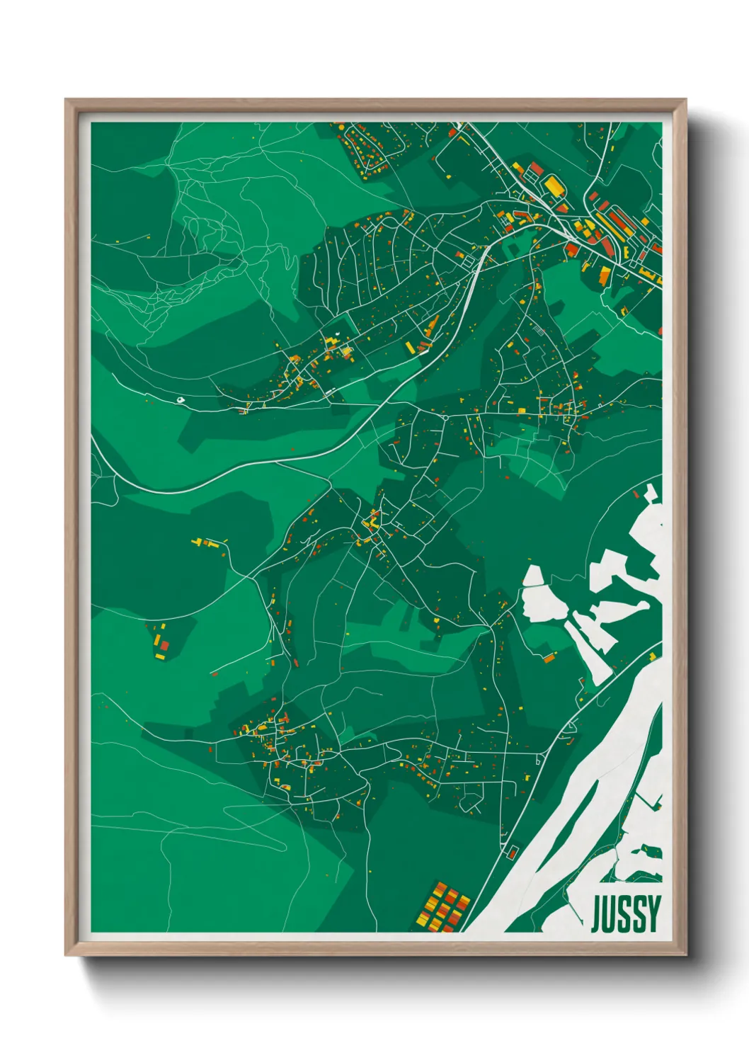 Une affiche de carte sur Jussy