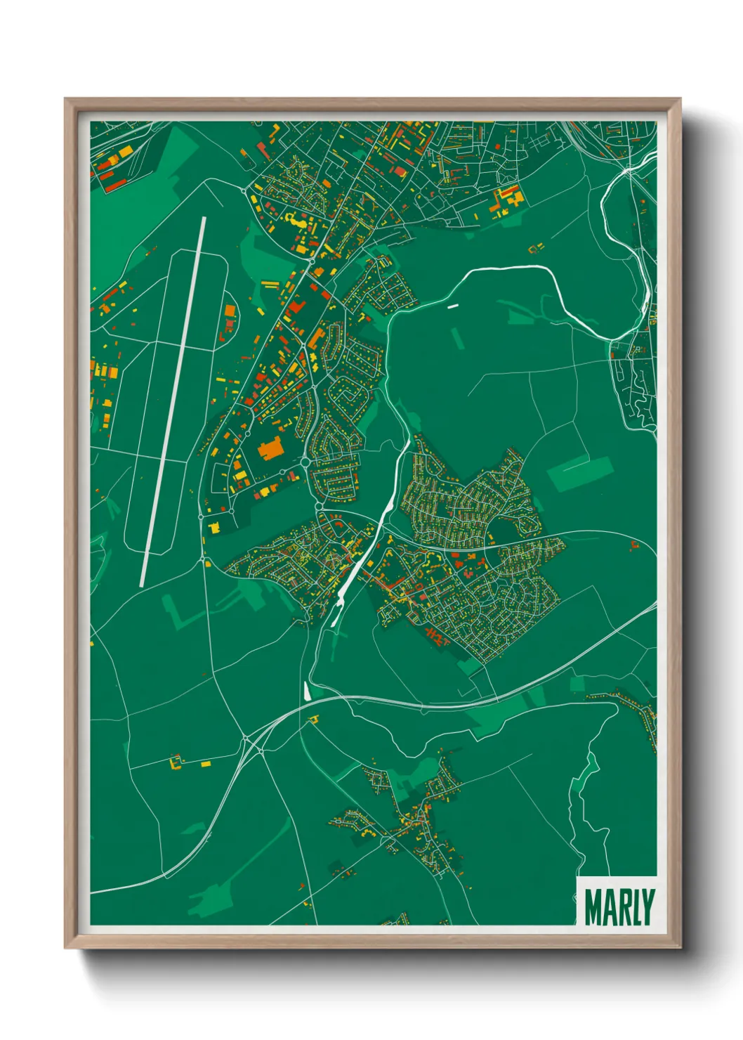 Une affiche de carte sur Marly