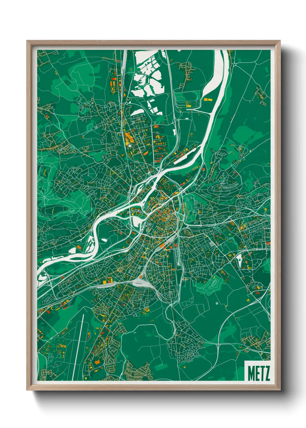 Une affiche de carte sur Metz