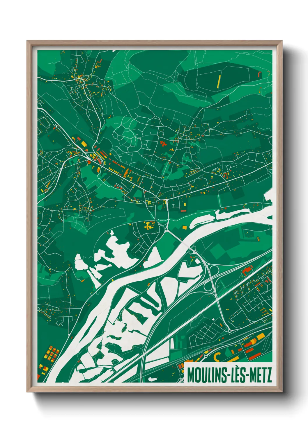 Une affiche de carte sur Moulins-lès-Metz
