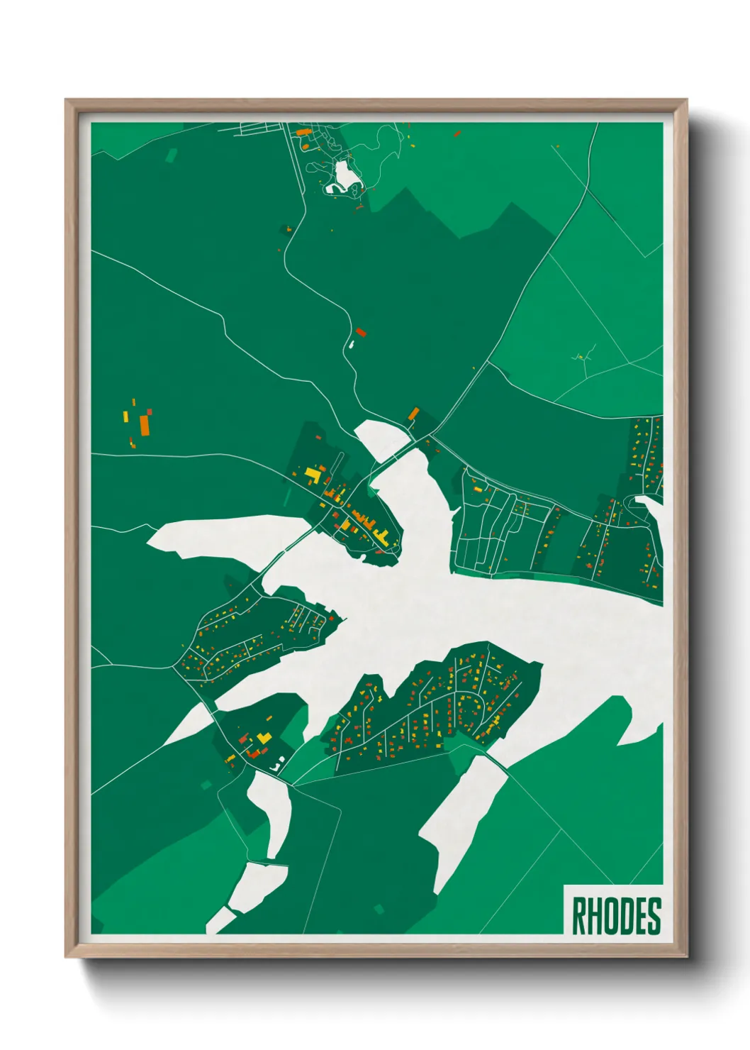 Une affiche de carte sur Rhodes