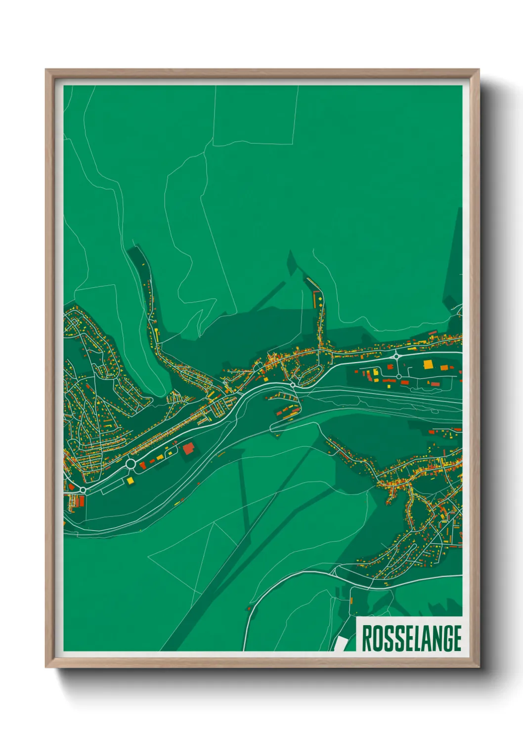 Une affiche de carte sur Rosselange