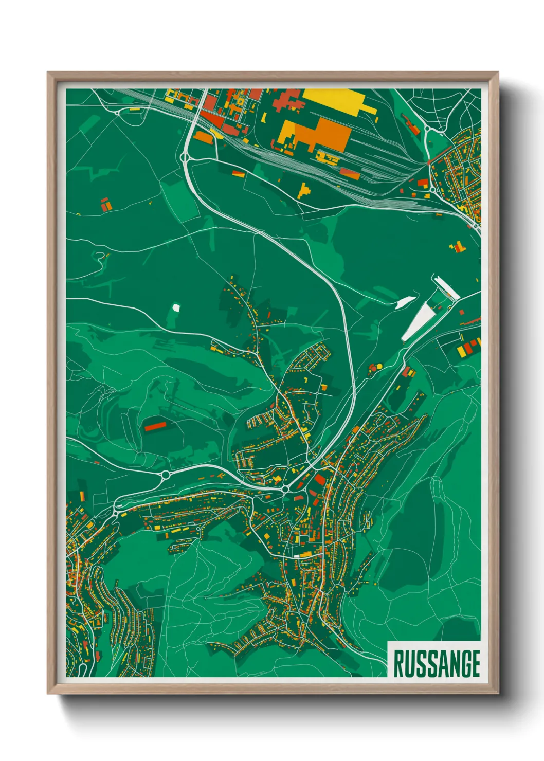 Une affiche de carte sur Russange
