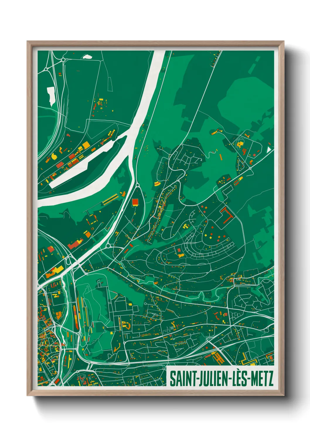 Une affiche de carte sur Saint-Julien-lès-Metz