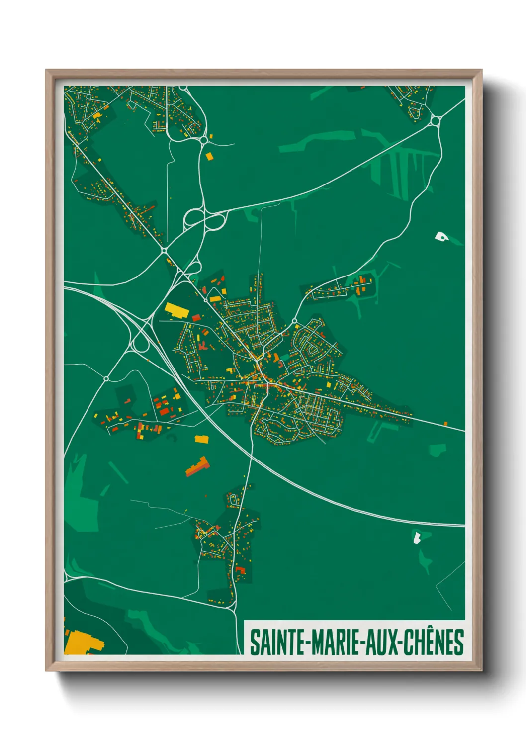 Une affiche de carte sur Sainte-Marie-aux-Chênes