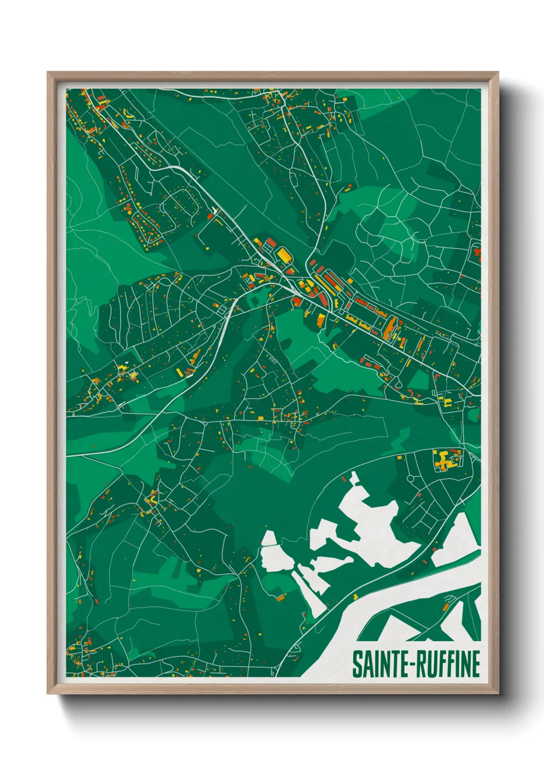 Une affiche de carte sur Sainte-Ruffine