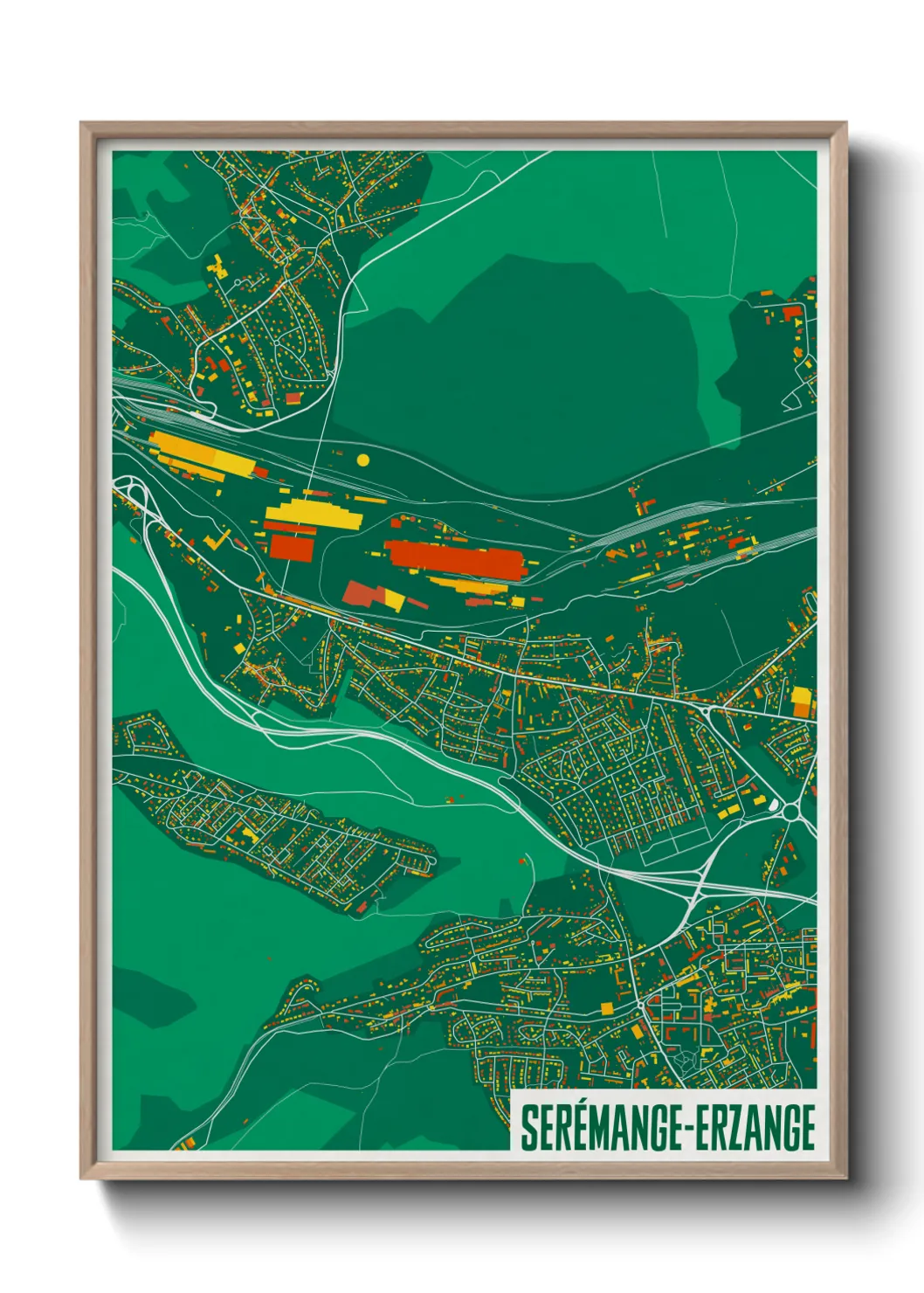 Une affiche de carte sur Serémange-Erzange