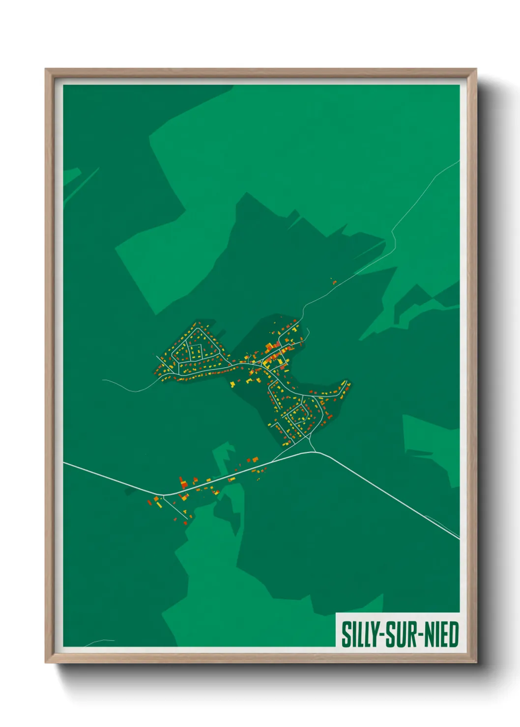 Une affiche de carte sur Silly-sur-Nied