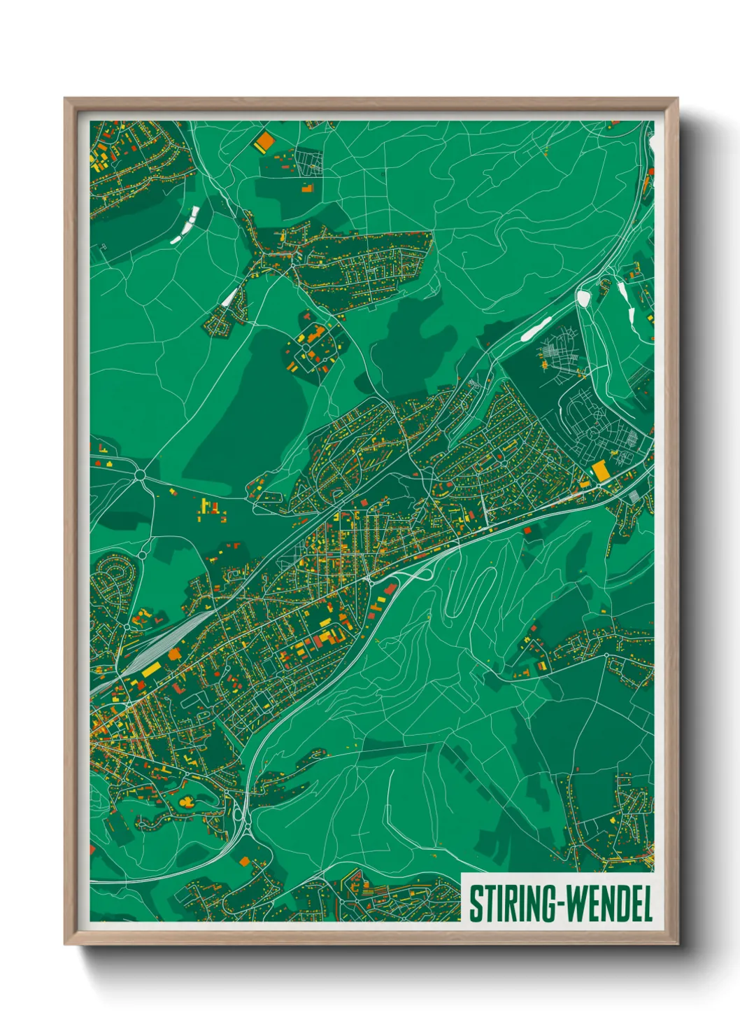 Une affiche de carte sur Stiring-Wendel